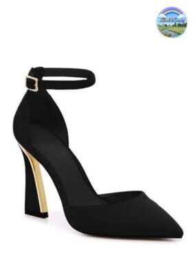 Womens Pointed Toe High Heels Ankle Strap Pumps Faux Leather